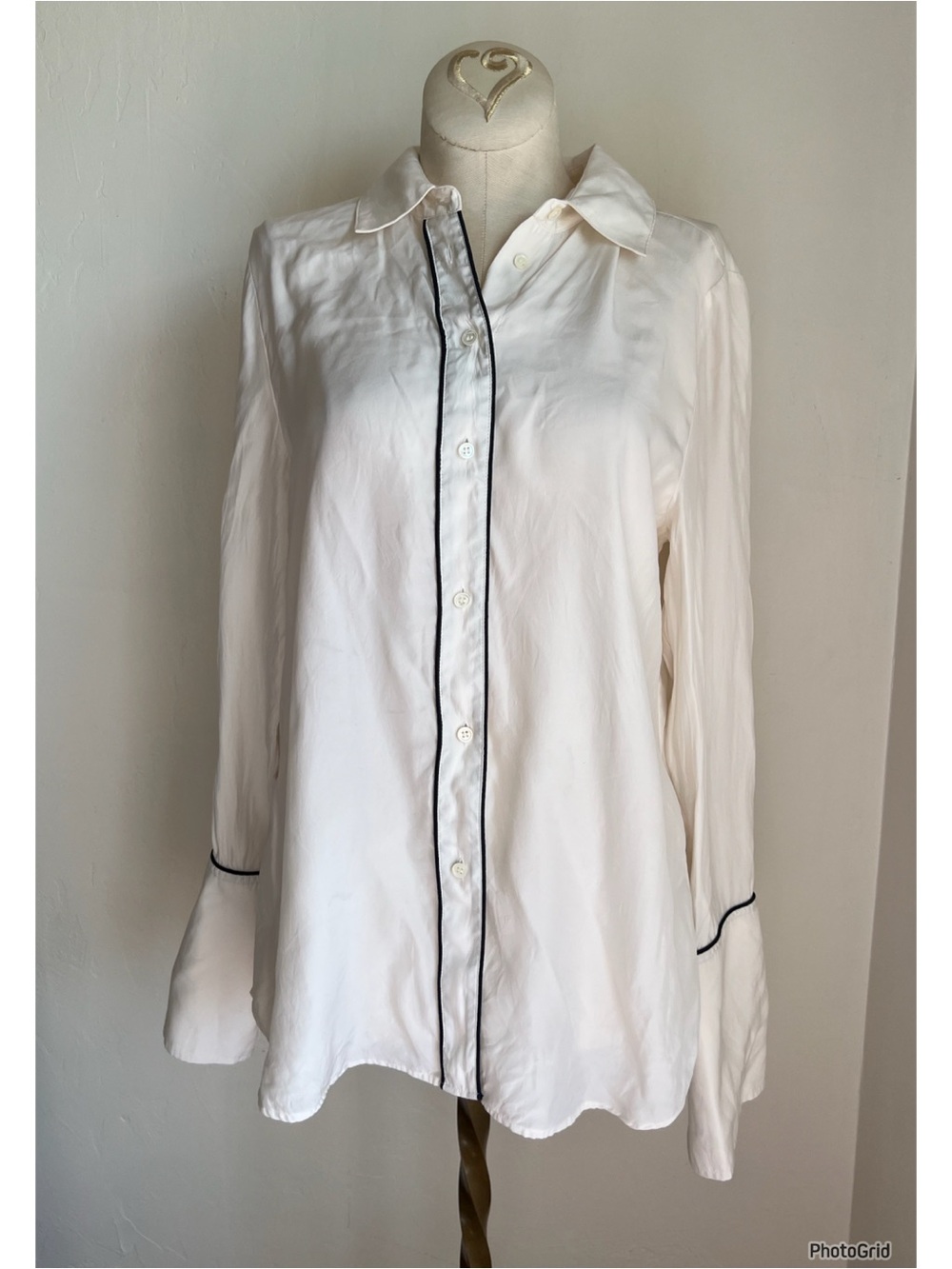 Frame Contrast Stripe Silk Blouse Small